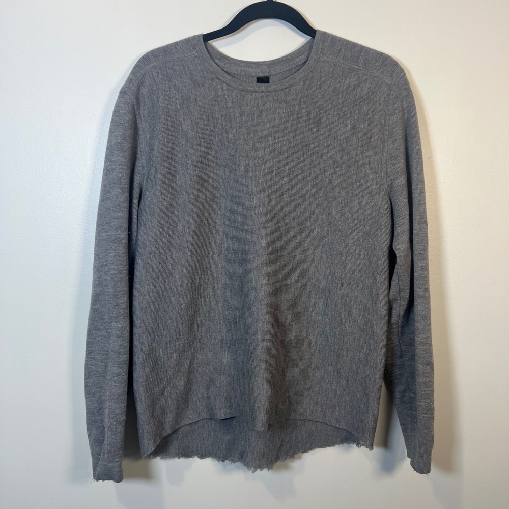 Lululemon Womens Gray Raw Hem Ribbed Knit Long Sleeve Sweater Athleisure L